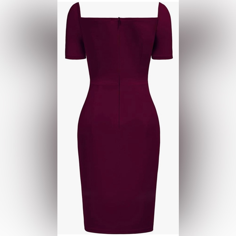 106. XL NWT Knitee Hot Women's Vintage 1950s Sweetheart Ruched Burgundy - Picture 3 of 5